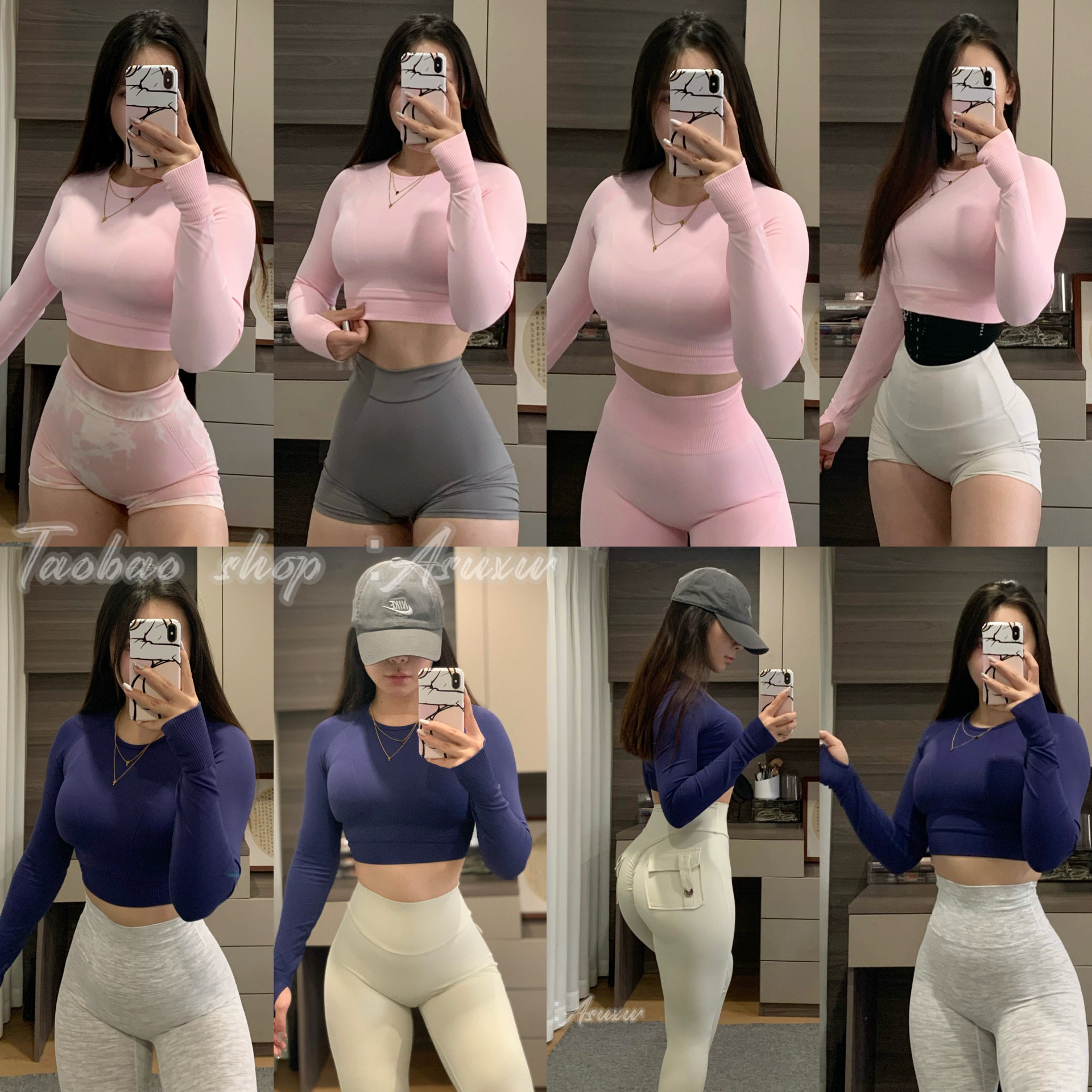 Asuxw无缝速干不含胸垫健身长袖