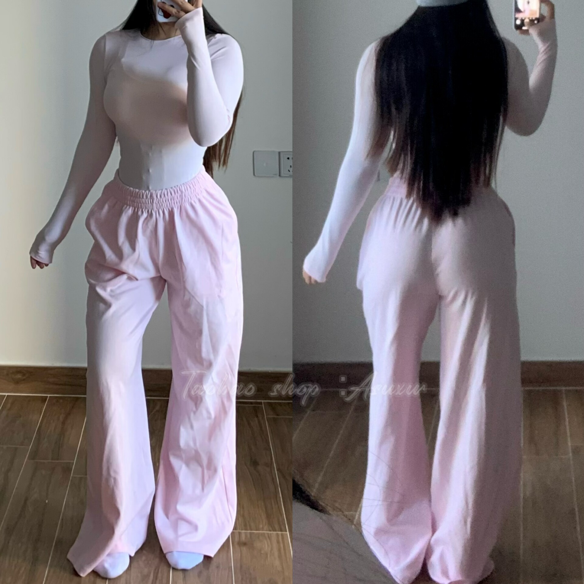 Asuxw美式辣妹高腰休闲卫裤女