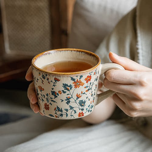 复古绝美咖啡杯陶瓷马克杯水杯女士个人专用杯子高档精致拿铁杯EE