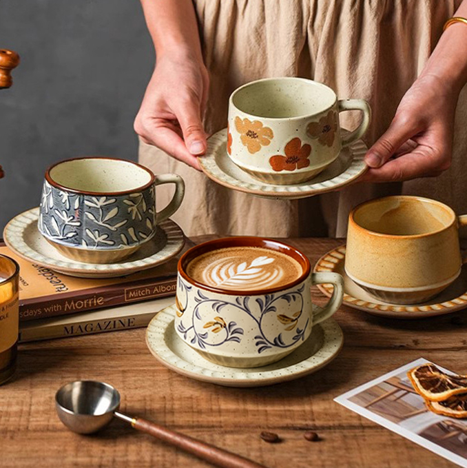 【新品上市】复古陶瓷咖啡杯碟