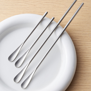 日式304不锈钢搅拌勺手打咖啡勺甜品勺奶茶店点心叉叉子长柄勺