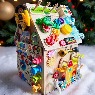 定制名字宝宝蒙氏蒙特梭利早教忙碌屋方向盘益智忙碌箱房子玩具