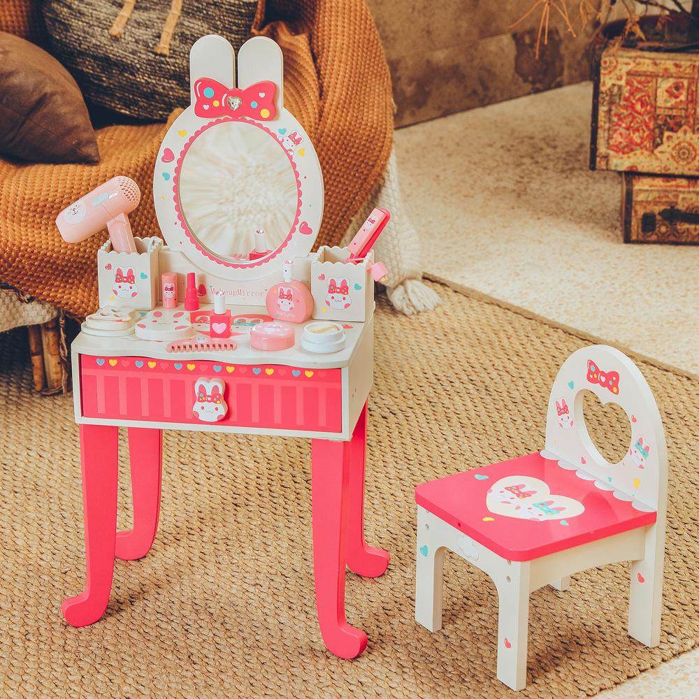 过家家益智木制玩具化妆梳妆台套装仿真兔子梳妆 台女孩生日礼物,玩具/童车/益智/积木/模型,过家家玩具,淘宝优惠券,粉丝福利购,淘宝优惠卷