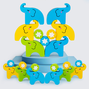 儿童木质叠叠乐推倒积木益智木块桌游木制堆高高玩具叠叠高搭高高