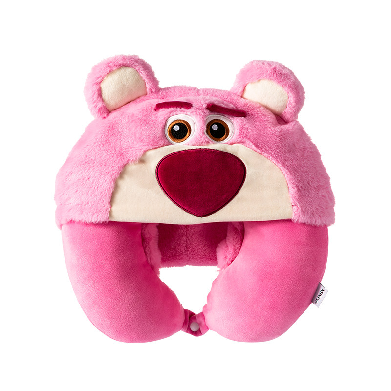 MINISO 유명 제품 디즈니 퍼리 카니발 설리번 후드 U자형 베개 딸기 곰 낮잠 사무실