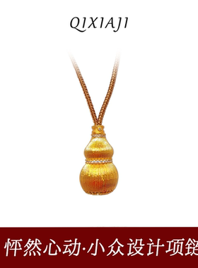 古法花丝福禄财神招财葫芦项链黄金色镶钻随身佛吊坠链