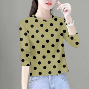 2025印花减龄圆领春秋妈妈t恤遮肚显瘦百搭打底衫 女 长袖 捡漏新品