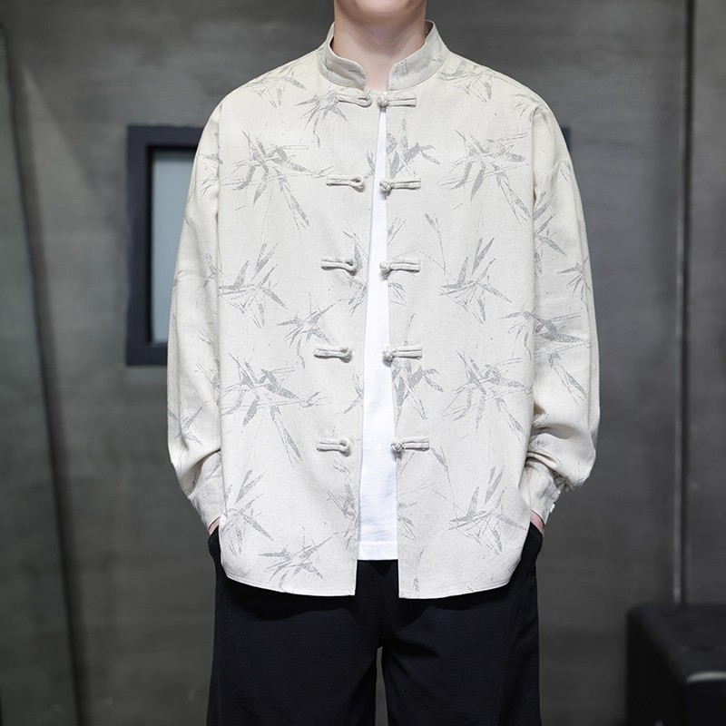 中国风男外套亚麻唐装新中式佛系居士禅服修行汉服打坐道士服茶服