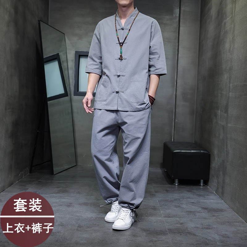 棉麻僧衣僧服男佛系禅修套装出家人居士修行服禅意禅服僧人和尚服