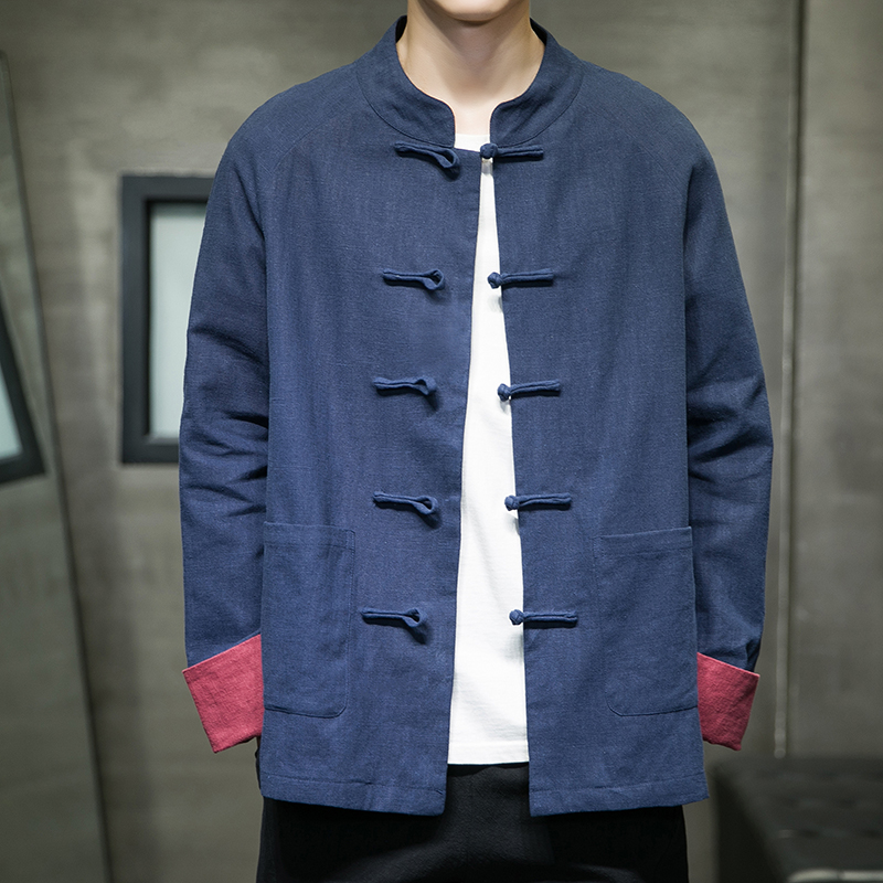 茶道服装男亚麻高端道士服禅意修行道服休闲唐装居士汉服道家茶服