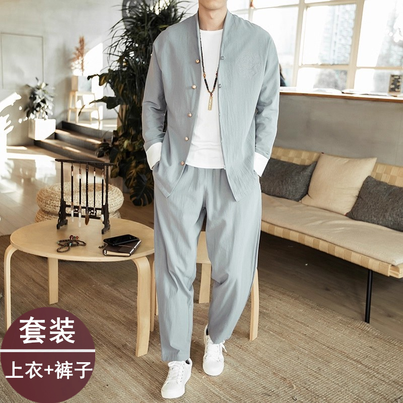 中国风道服男套装禅意道士服装禅修居士服修行汉服佛系禅服禅茶服