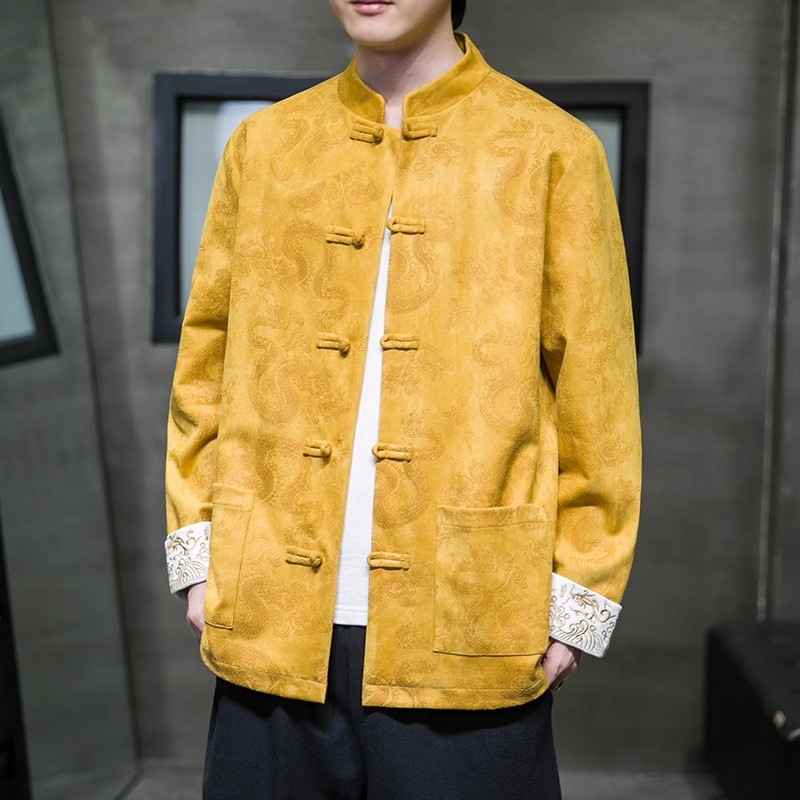 中国风男装春秋季唐装汉服外套古风复古中山装盘扣道服中式居士服