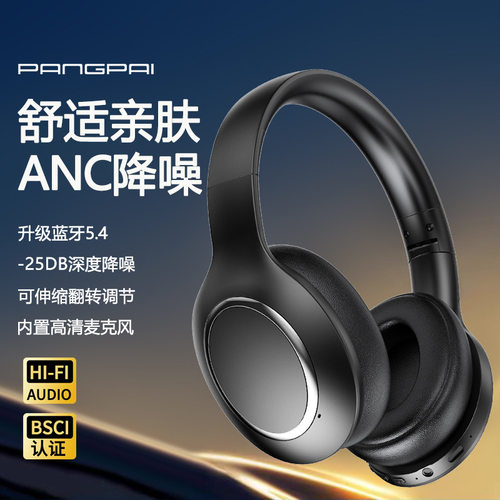跨境P6066真ANC主动降噪耳机头戴式蓝牙超长续航音乐游戏现货厂家