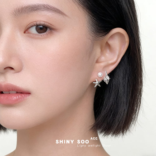 后挂式海星海螺小众两戴耳钉