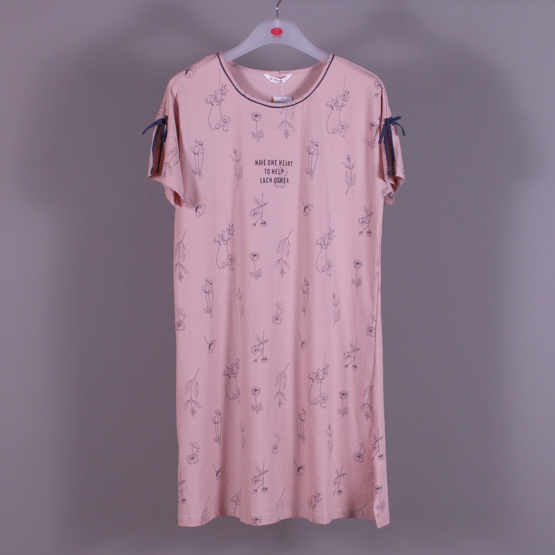 汝斯芬睡衣新款女士夏季纯棉短袖睡裙圆领套头女夏薄款家居服