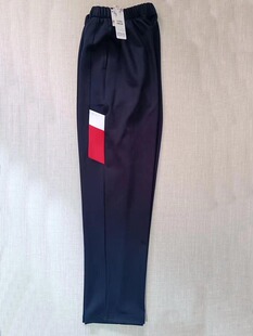全棉大码 蓝加白加经典 6厘米宽红杠团体长裤 舒适直筒休闲男女校裤