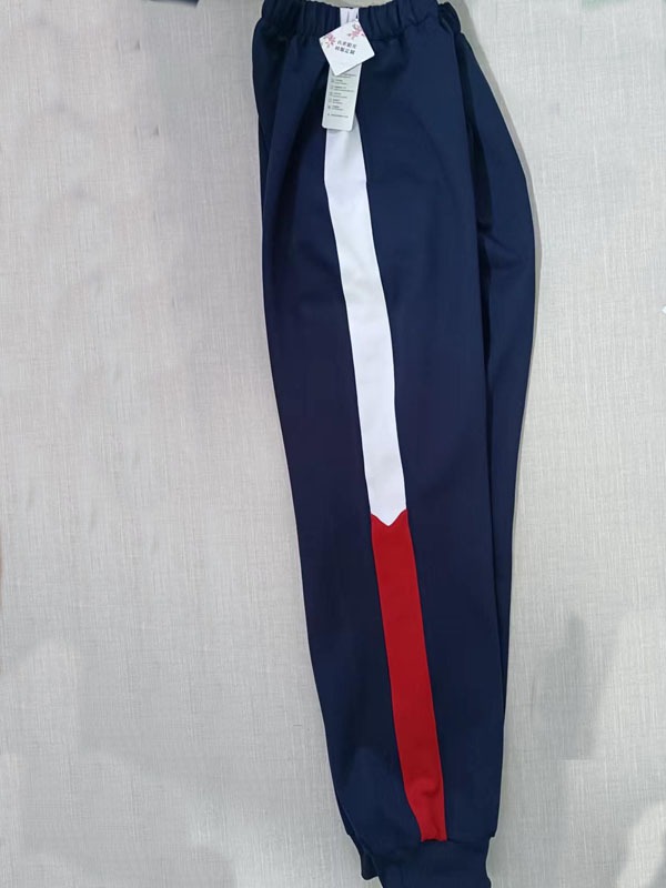 可定做纯棉大码四季男女校裤上白拼经典5厘米红运动团体黑蓝长裤