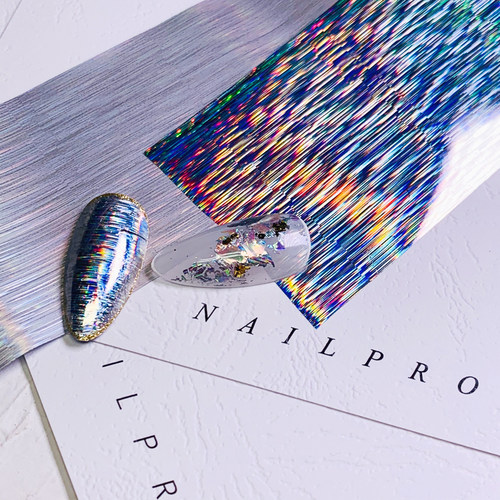 NAIL PRO 极光银细纹转印纸 U3日式美甲产品 星空胶 转印纸专用胶