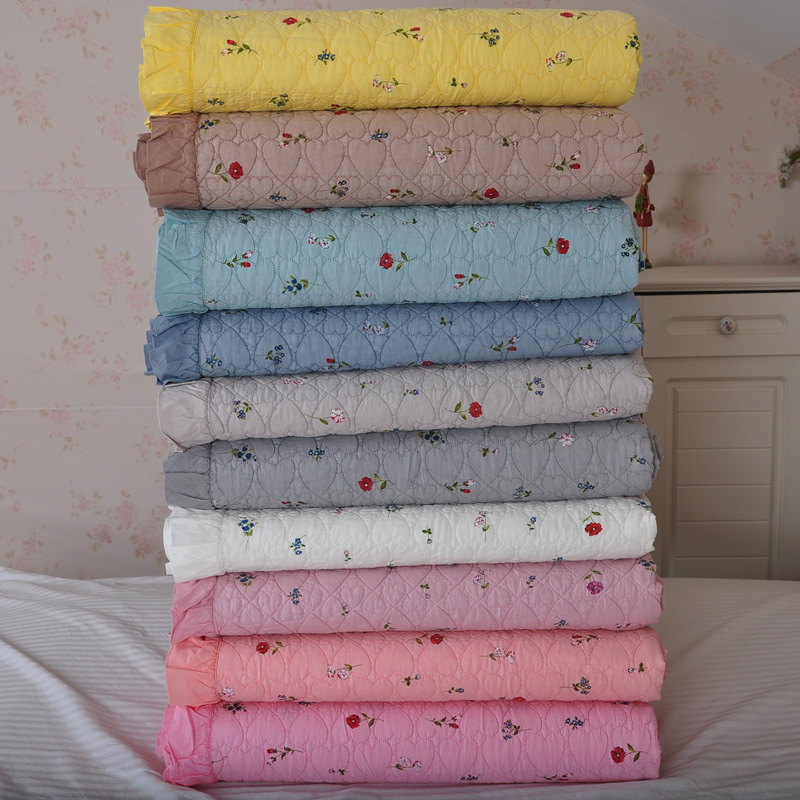 韩式新款纯棉小花水洗柔软床盖床垫空调被夏凉被三件套铺盖两用
