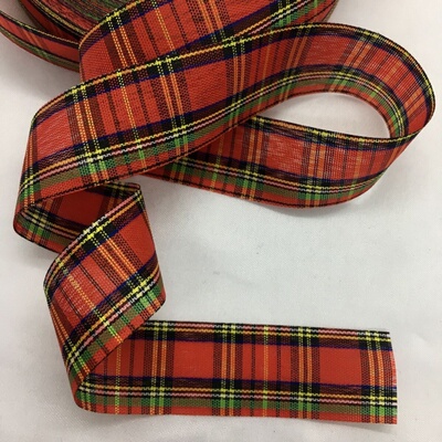 Tartan Ribbon Gingham Scottish Fabrics Tape 10Y 2.5cm For Ha
