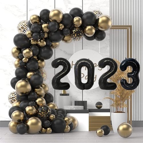 Black Gold Balloons Garland Arch Kit With Confetti Ballon fo