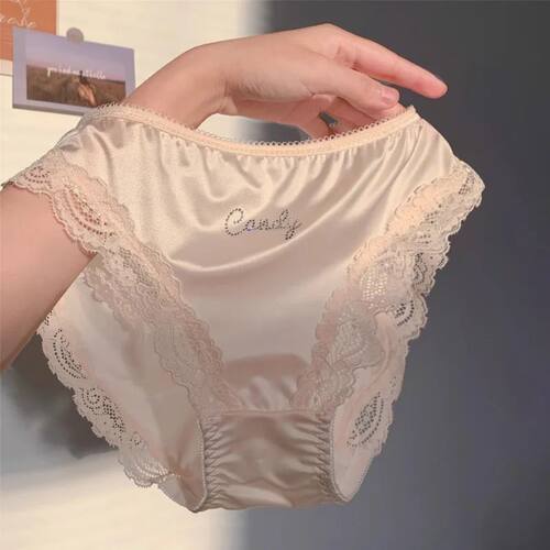 Women Milk Silk Soft Smooth Sexy Lace High Fork Panties High