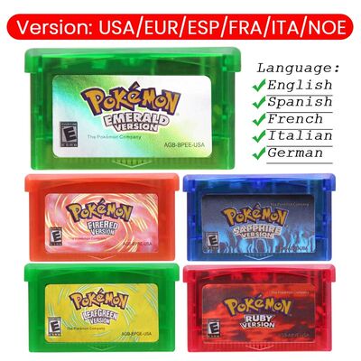 GBA Game Cartridge Pokemon Emerald FireRed LeafGreen Ruby Sa