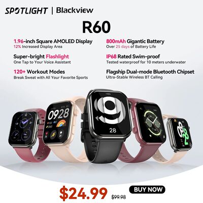 [World Premiere] Blackview Smartwatch R60 Watch 1.96'' AMOLE
