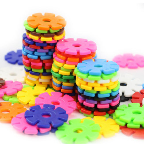 100pcs/lot Plastic Snowflake Building Blocks for Kids Constr