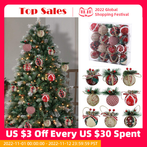8/16pcs 6cm Christmas Ball Artificial Pinecone Red Green Pla