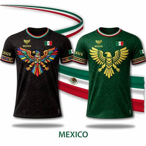 Mexico Retro Print Sports Jersey Mexican Flag Graphic Fashio