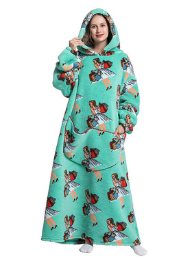 Super Long Flannel Blanket with Sleeves Winter Hoodies Sweat