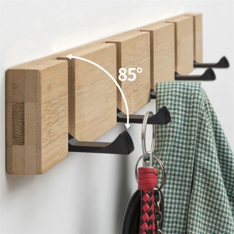 Foldable Coat Rack Bamboo Hallway Hat Hook Hanger Bedroom Do 收纳整理 挂门置物架 原图主图