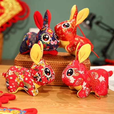 2023 Chinese Rabbit New Year Flower Cloth Home Decor Stuffed