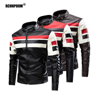 Men's Motorcycle Leather Jacket 2024 Brand New Casual Warm F