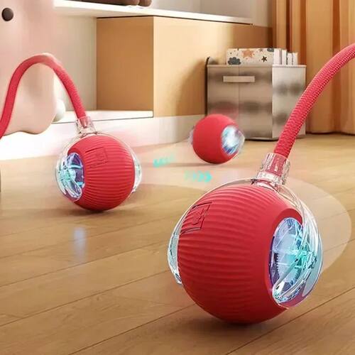 Cat Interactive Ball Toy, Automatic Rolling Ball with Tail,
