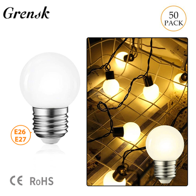 50pcs Plastic LED Light Bulb Warm White 2700K E27 E26 1W Str