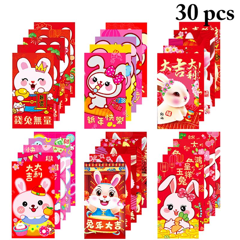 30Pcs Cartoon Rabbit Red Envelopes New Year Hongbao Chinese