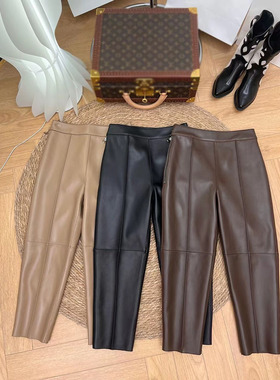 2022 Autumn Winter Korean Fashion Genuine Leather pants High