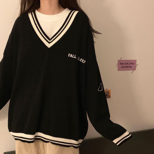 Letter Chic Daily Women Over neck Ulzzang Sweaters Vintage
