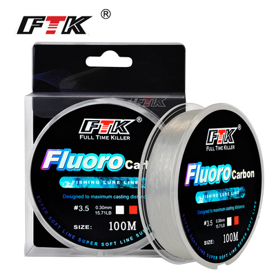 FTK 100m Fluorocarbon Fishing Lure Line 4.13-34.32LB Carbon