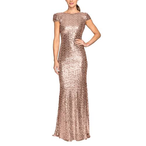 Luxury Evening Party Dress Floor Length Glitter Sequins Low