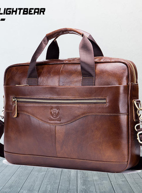 Cow Leather Briefcase Men Handbags High Quality Business Lap