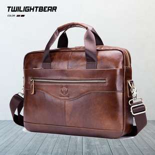 Cow Leather Briefcase Men Handbags High Quality Business Lap