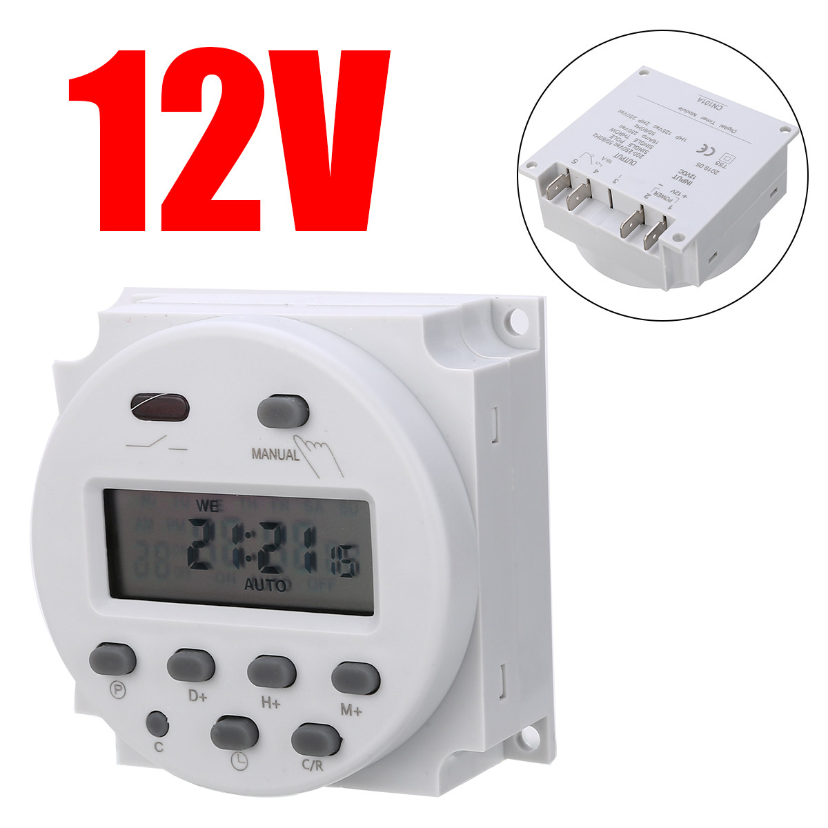 Timer Time Relay Switch AC/DC 12V 16A Programmable Digital E