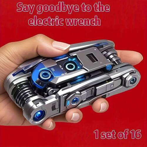 16-in-1 Socket Wrench Set, Non-Slip Rotating Head. Durable S