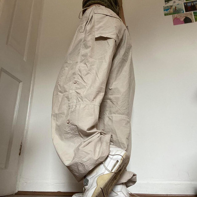Women Casual Joggers Tech Pants Oversized Solid Low Waist Dr
