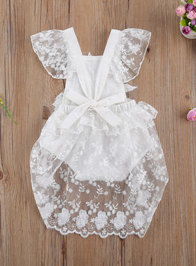 Princess  Infant Newborn Baby Girl White Lace Romper Pearl J