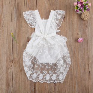 Princess Infant Newborn Baby Girl White Lace Romper Pearl J