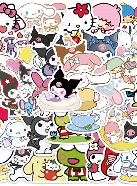 50pcs Sanrio Stickers Cute Cinnamoroll Kuromi My Melody Stic